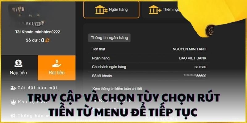 Thao tác cụ thể về giao dịch rút qua ngân hàng