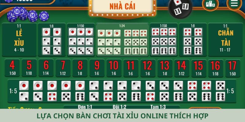 Lựa chọn bàn chơi Tài Xỉu online thích hợp